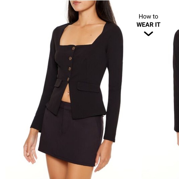 NWT Button-Front Split-Hem Top - Picture 2 of 6